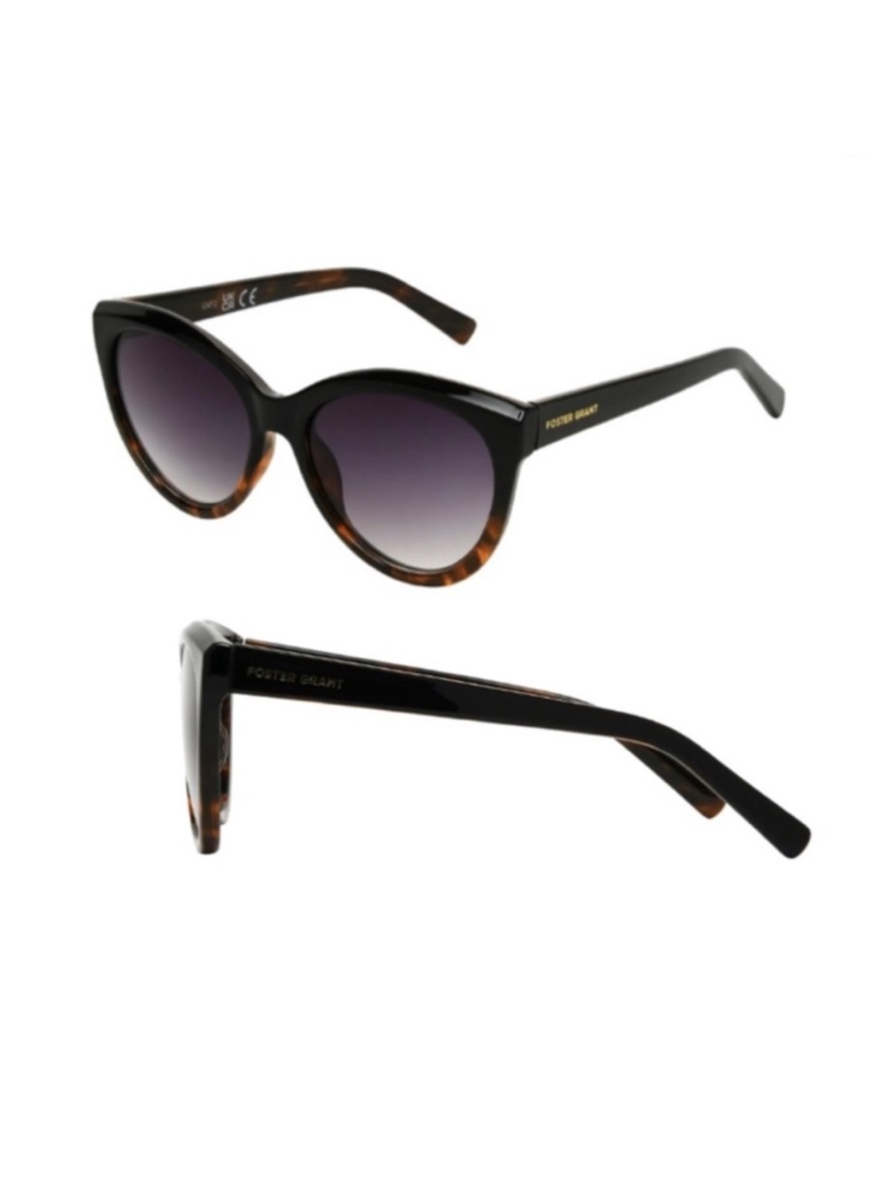 Foster Grant Premium Black and Brown Tortoiseshell Cat-Eye Sunglasses